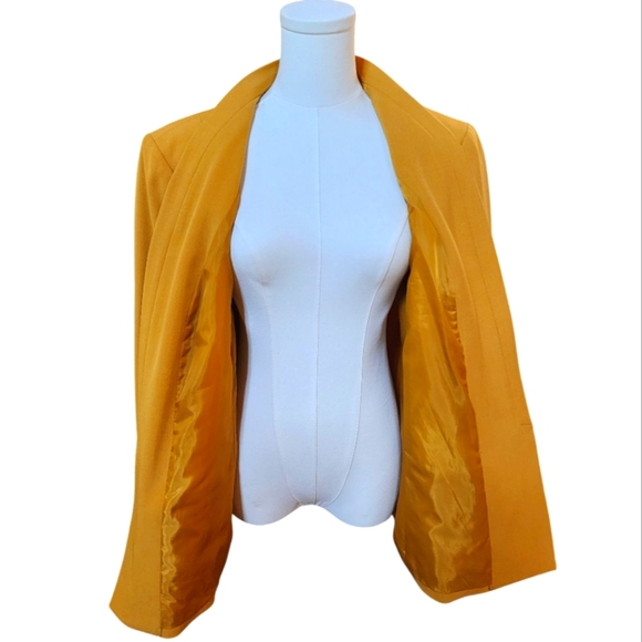 Nipon Boutique Mustard Yellow Open Front Blazer – Chic Workwear Layer Size 18W - Picture 5 of 8
